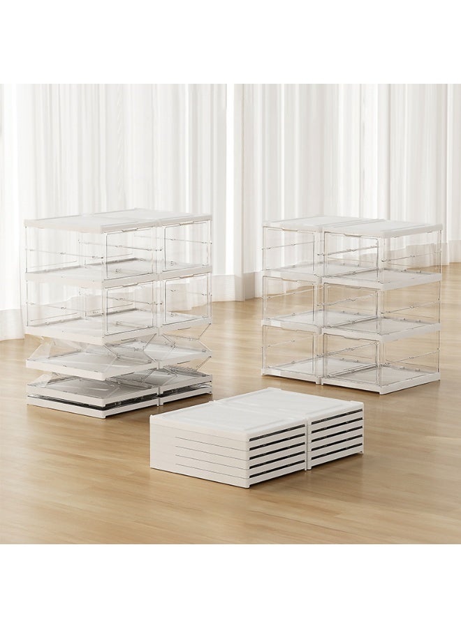 Noon East Pack of 6 Sturdy Clear Shoe Storage Organizer, Stackable Boxes for Closet, Foldable Space-Saving Shoe Rack for Sneaker Boot Container - Image 4