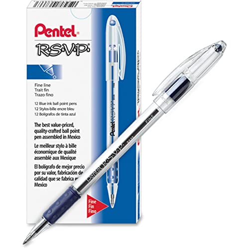 Pentel R.S.V.P. Ballpoint Stick Pen, Blue Ink, Fine Point, Dozen, DZ - PENBK90C - Image 2