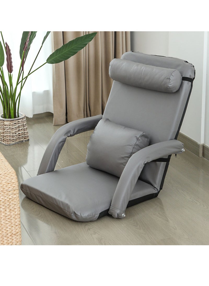 Arabest - Foldable Lazy Sofa,Tatami Lounger Sleeper Futon Soft Seat Chair,Floor Chair with Backrest Foldable Floor Chair Adult Lazy Sofa Meditation Chair Window Chair Multi-Angle Floor Seating Reading Chair Floor Couch Recliner Gaming Floor Chairs (Grey) - Image 1
