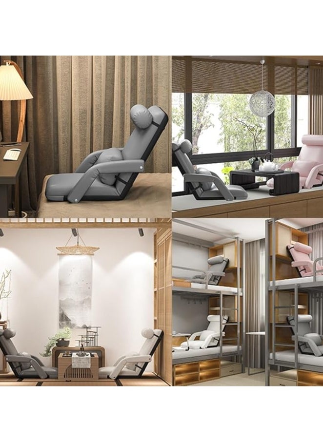 Arabest - Foldable Lazy Sofa,Tatami Lounger Sleeper Futon Soft Seat Chair,Floor Chair with Backrest Foldable Floor Chair Adult Lazy Sofa Meditation Chair Window Chair Multi-Angle Floor Seating Reading Chair Floor Couch Recliner Gaming Floor Chairs (Grey) - Image 1