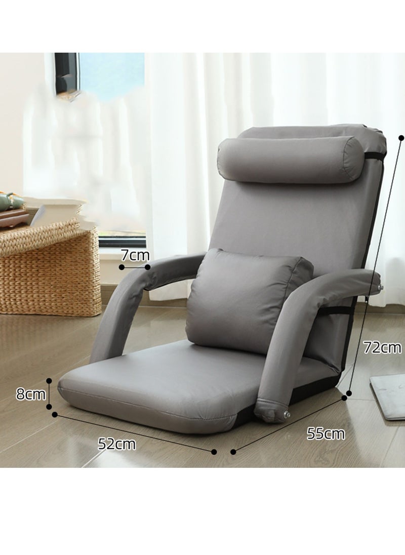 Arabest - Foldable Lazy Sofa,Tatami Lounger Sleeper Futon Soft Seat Chair,Floor Chair with Backrest Foldable Floor Chair Adult Lazy Sofa Meditation Chair Window Chair Multi-Angle Floor Seating Reading Chair Floor Couch Recliner Gaming Floor Chairs (Grey) - Image 1