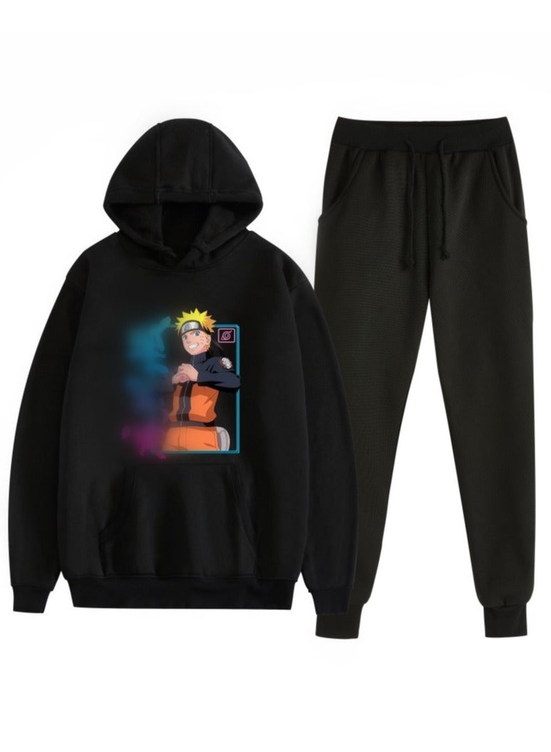 KUYING Naruto Anime Printed Fashion Men's and Women's Hooded Hooded Hoodie Set  - Image 1