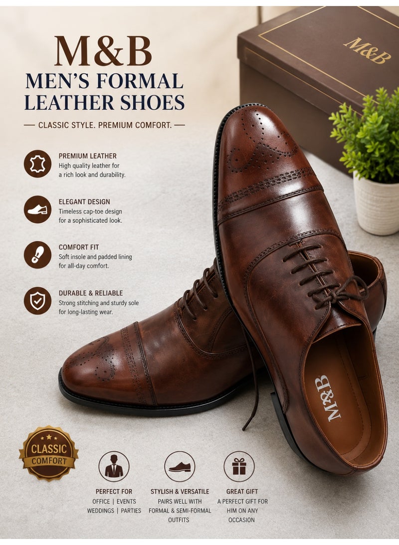 M&B Men’s Premium Formal Leather Shoes – Classic Oxford Style Comfortable Business & Wedding Dress Shoes - Image 1
