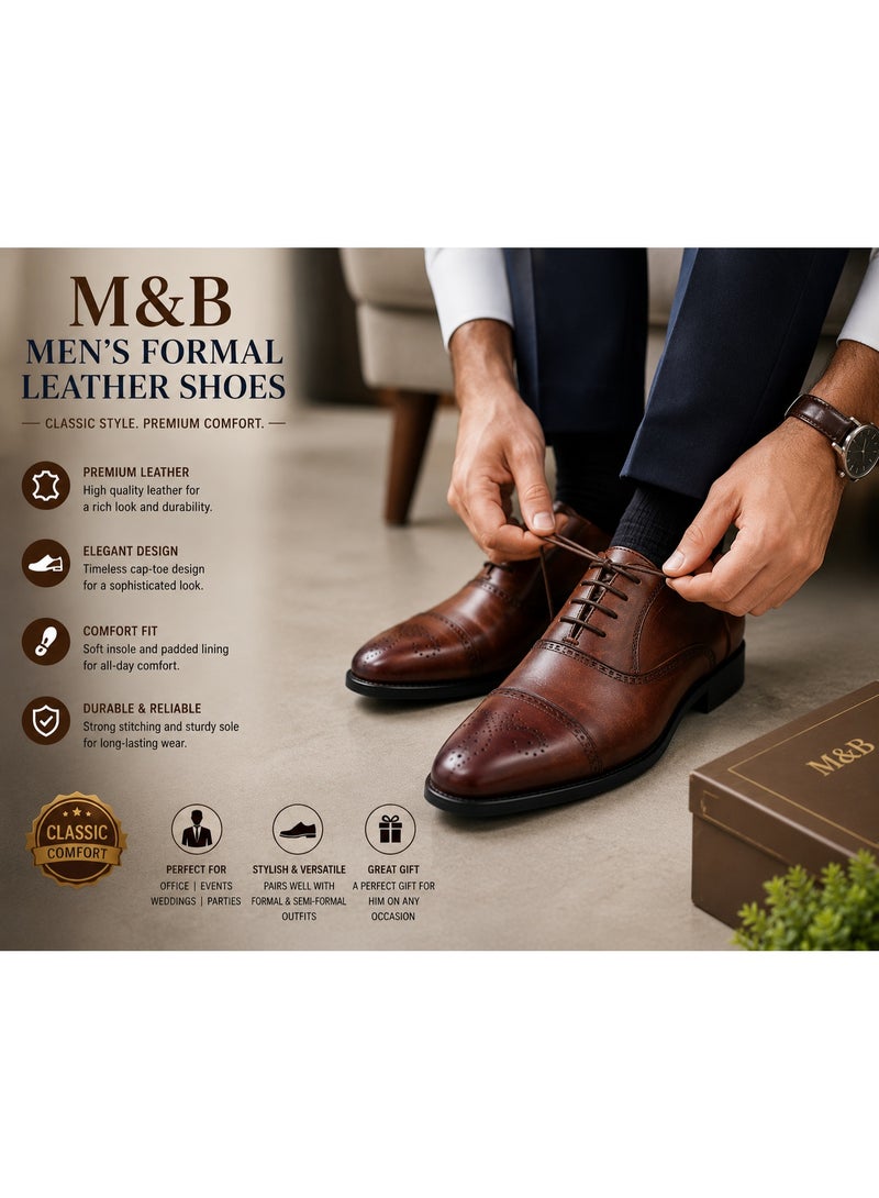 M&B Men’s Premium Formal Leather Shoes – Classic Oxford Style Comfortable Business & Wedding Dress Shoes - Image 2