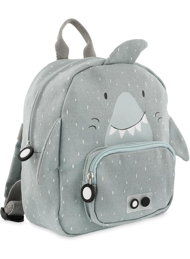 Trixie Small Backpack - Mr. Shark- School Bag Water Repellent - Small Backpack for Child - Small Gym Bag - Grey