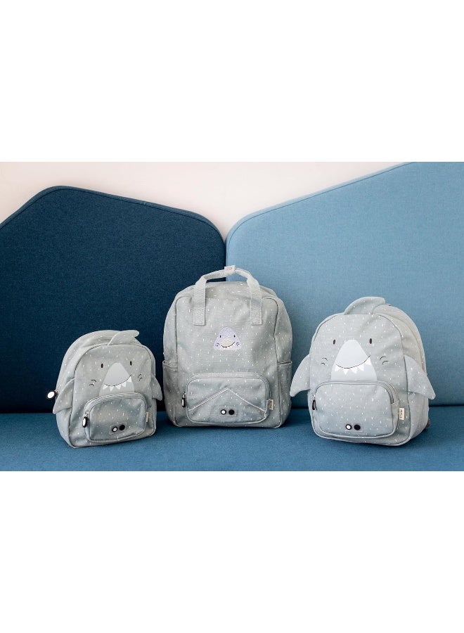 Trixie Small Backpack - Mr. Shark- School Bag Water Repellent - Small Backpack for Child - Small Gym Bag - Grey