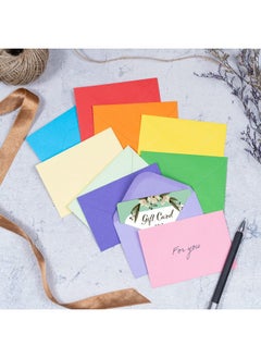 MATICAN Gift Card Envelopes Gummed 100Count Mini Envelopes Paper Business Card Envelopes Bulk Tiny Envelope Pockets For Small Note Cards 10 Colors 4 X 2.7 Inches  - Image 2