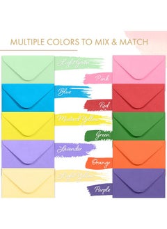 MATICAN Gift Card Envelopes Gummed 100Count Mini Envelopes Paper Business Card Envelopes Bulk Tiny Envelope Pockets For Small Note Cards 10 Colors 4 X 2.7 Inches  - Image 3