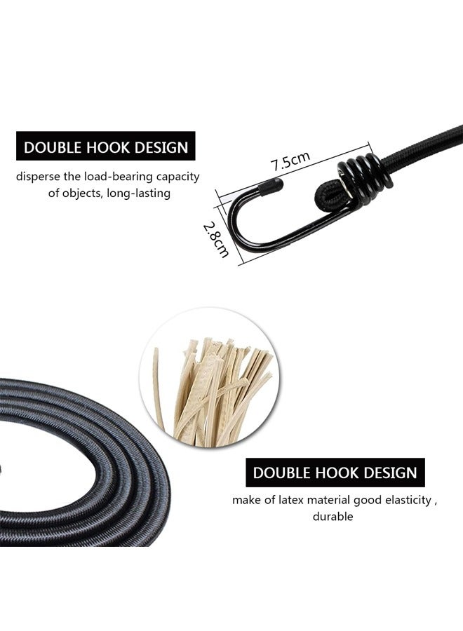 Bungee Cords with Hooks 4pcs Heavy Duty Bungee Cords with 8mm Diameter 120cm Elastic Bungee Straps with Double J Hooks for Bikes Tie Downs Camping Cargo Luggage Outdoor - Image 3