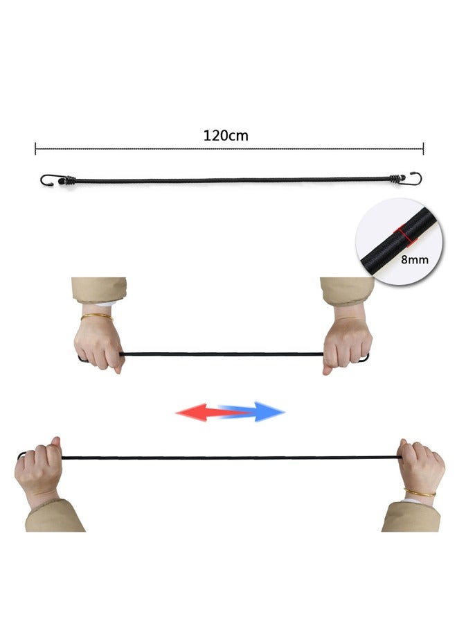 Bungee Cords with Hooks 4pcs Heavy Duty Bungee Cords with 8mm Diameter 120cm Elastic Bungee Straps with Double J Hooks for Bikes Tie Downs Camping Cargo Luggage Outdoor - Image 2