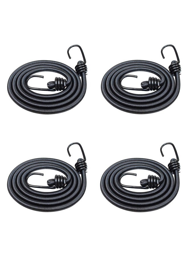 Bungee Cords with Hooks 4pcs Heavy Duty Bungee Cords with 8mm Diameter 120cm Elastic Bungee Straps with Double J Hooks for Bikes Tie Downs Camping Cargo Luggage Outdoor - Image 1