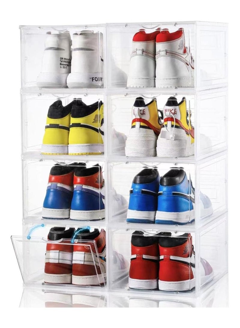 Cool Baby Style Shoe Storage Box Set of 8 Shoe Box Clear Plastic Stackable Drop Front Shoe Box with Lids  - Image 1