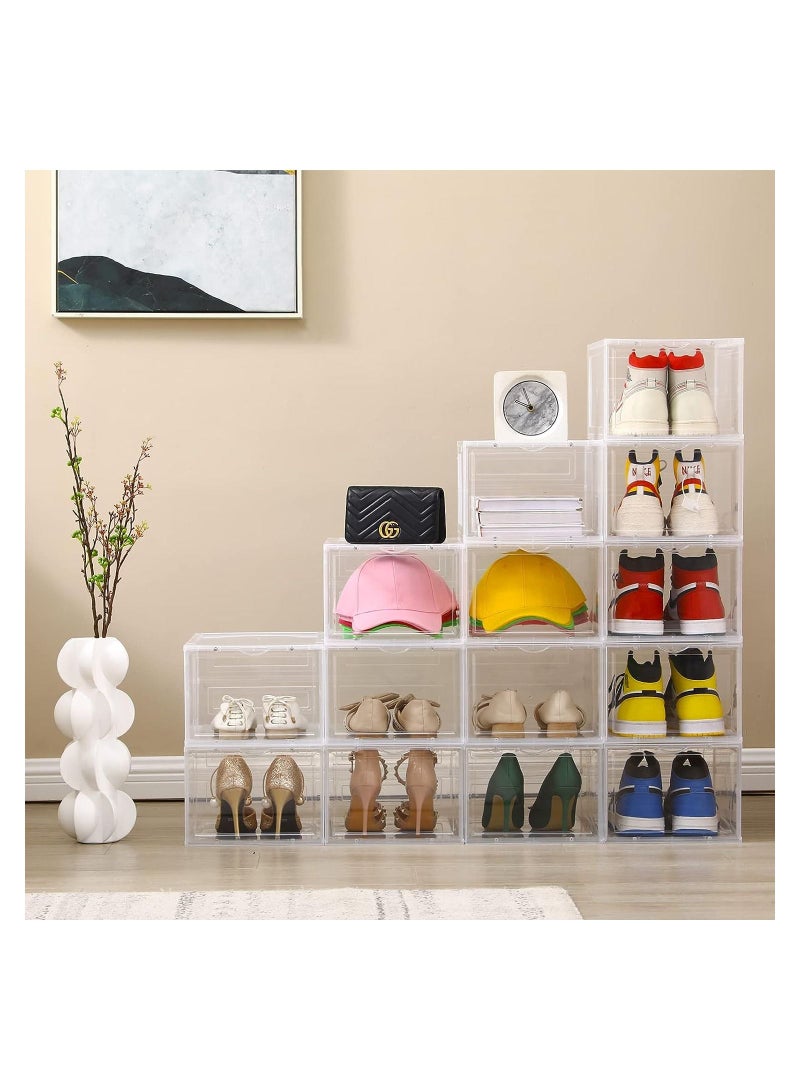 Cool Baby Style Shoe Storage Box Set of 8 Shoe Box Clear Plastic Stackable Drop Front Shoe Box with Lids  - Image 5