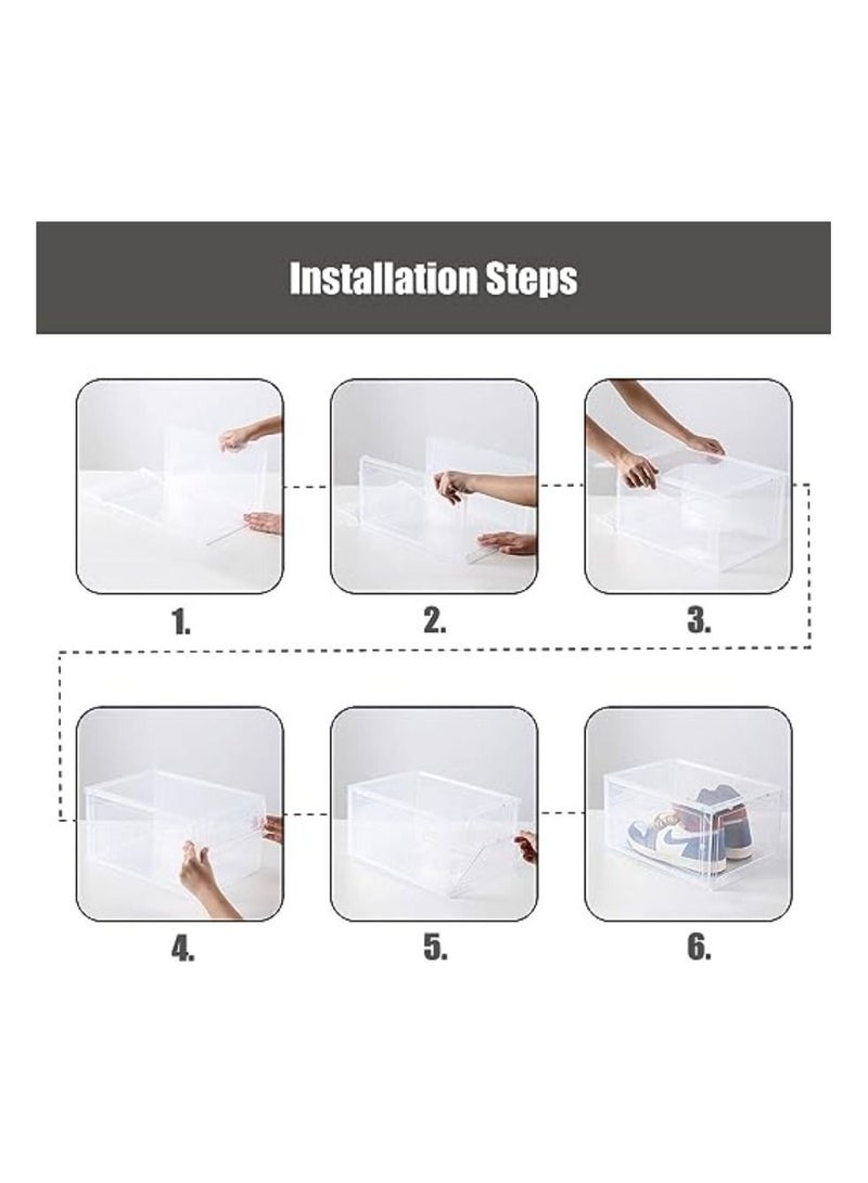 Cool Baby Style Shoe Storage Box Set of 8 Shoe Box Clear Plastic Stackable Drop Front Shoe Box with Lids  - Image 4