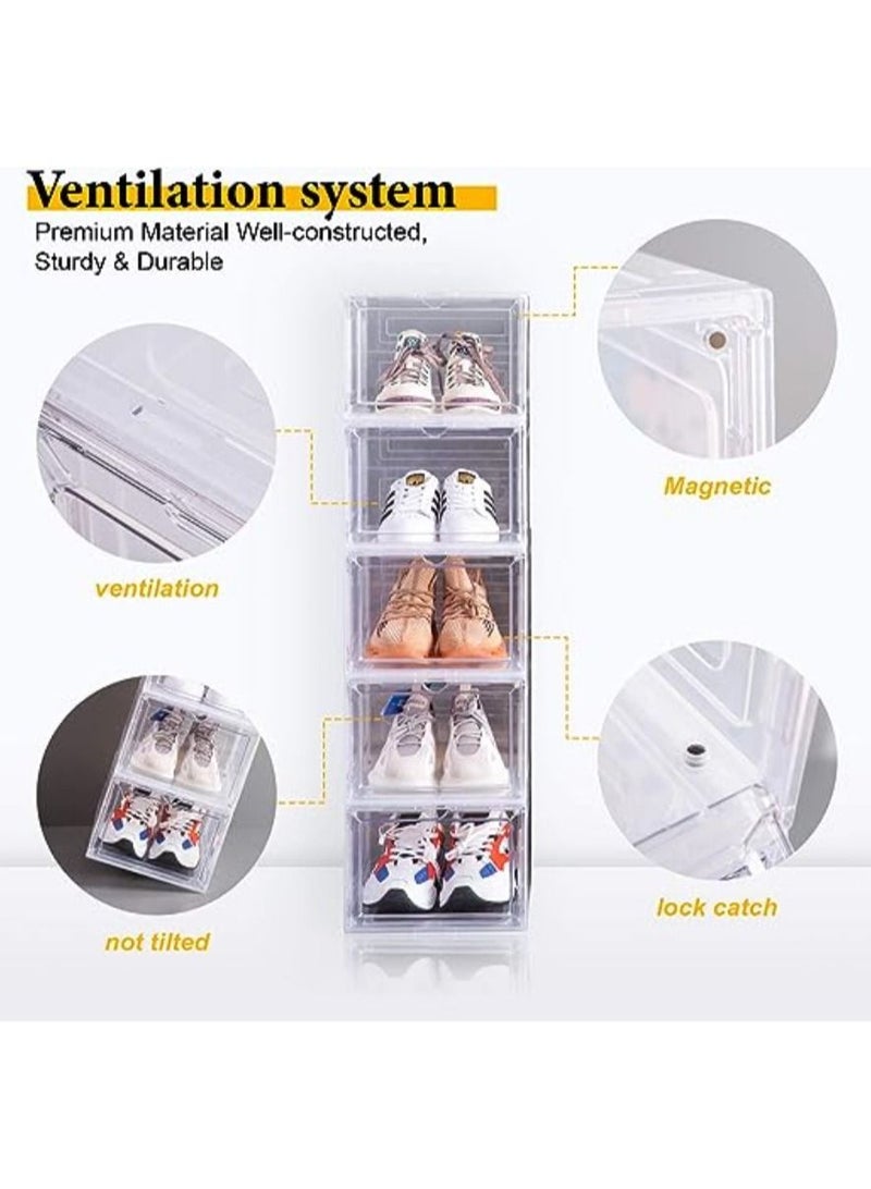 Cool Baby Style Shoe Storage Box Set of 8 Shoe Box Clear Plastic Stackable Drop Front Shoe Box with Lids  - Image 3