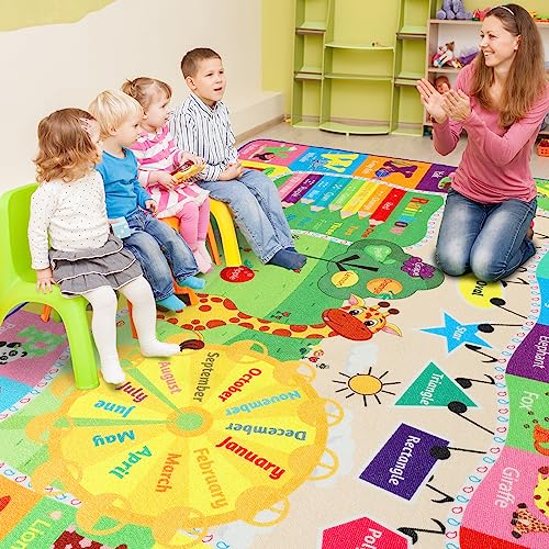 B BENRON Kids Rugs for Playroom Classroom Bedroom, Educational and Fun Play Mat with ABC Alphabet Animals, Learning Rug for Children Toddler Baby Girls Boys Nursery, Washable, 4x6 - Image 3