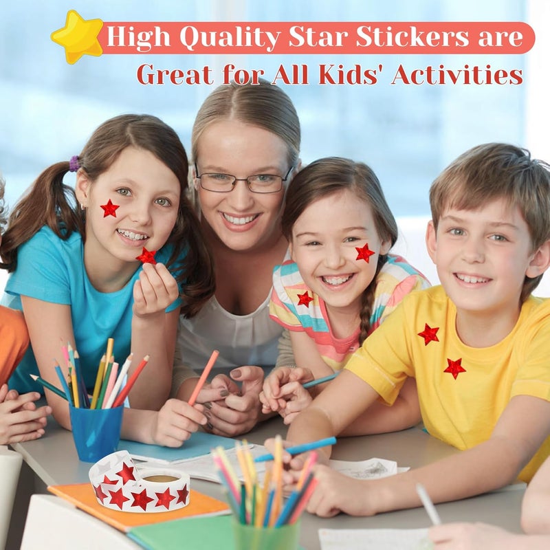 Imeepa 500 PCS Holographic Red Star Stickers, 1 inch Self Adhesive Metallic Glitter Foil Stickers Sparkly Star Stickers Reward Behavior Chart Labels for Kids Students Teachers Supplies Experience optimized build - Image 5