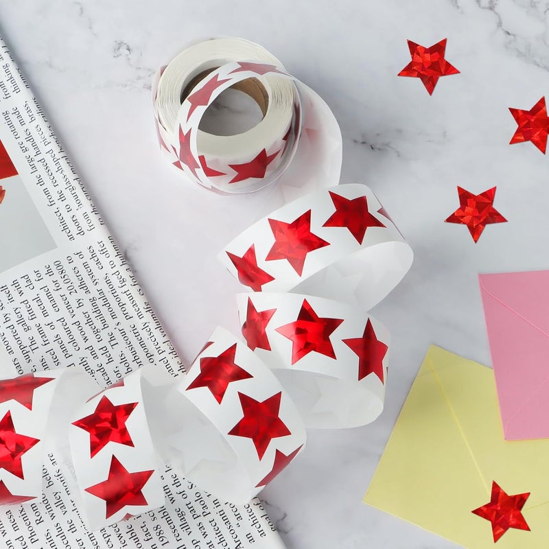 Imeepa 500 PCS Holographic Red Star Stickers, 1 inch Self Adhesive Metallic Glitter Foil Stickers Sparkly Star Stickers Reward Behavior Chart Labels for Kids Students Teachers Supplies Experience optimized build - Image 3
