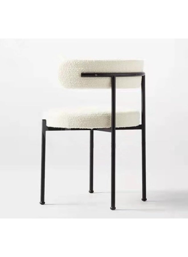 Comfynest Modern Luxury Lamb Wool Chair Elegant Medium Back Design for Dining Rooms, Restaurants Hotels and Office Visitors with Sleek Black Metal Legs - Image 4