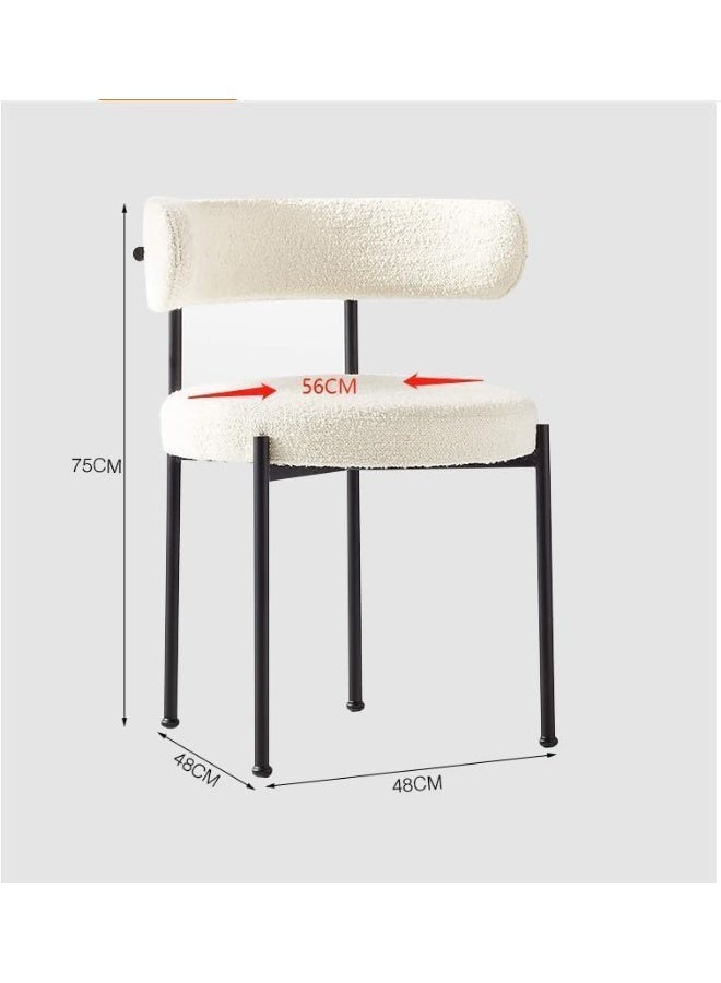 Comfynest Modern Luxury Lamb Wool Chair Elegant Medium Back Design for Dining Rooms, Restaurants Hotels and Office Visitors with Sleek Black Metal Legs - Image 3