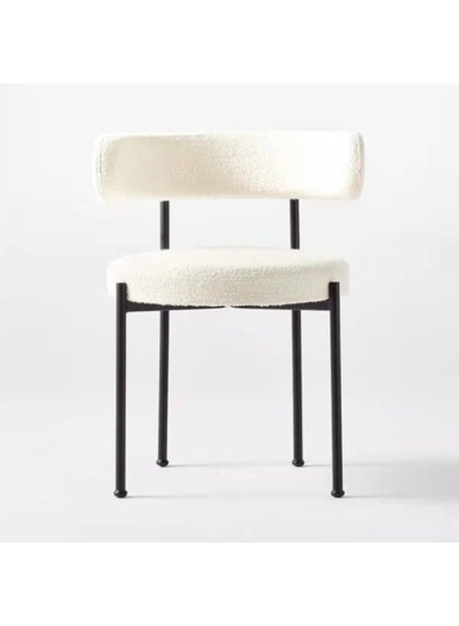 Comfynest Modern Luxury Lamb Wool Chair Elegant Medium Back Design for Dining Rooms, Restaurants Hotels and Office Visitors with Sleek Black Metal Legs - Image 1