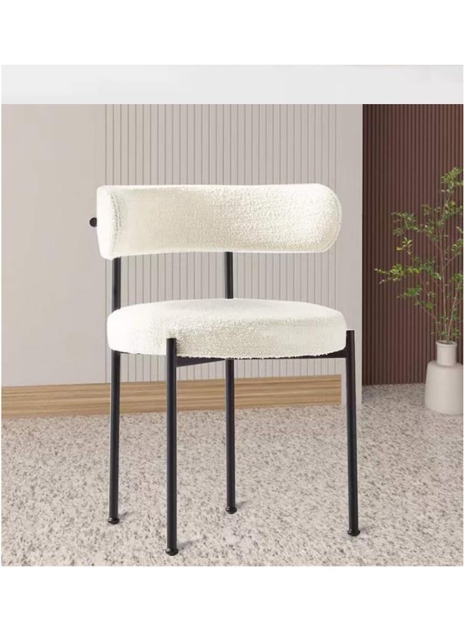 Comfynest Modern Luxury Lamb Wool Chair Elegant Medium Back Design for Dining Rooms, Restaurants Hotels and Office Visitors with Sleek Black Metal Legs - Image 2