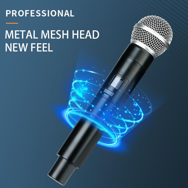 kh UHF Dual Cordless Wireless Microphone System Handheld Dynamic Mics with Echo Control & Mini Receiver Ideal for House Parties, Outdoor Use, Classroom, Karaoke - Image 3