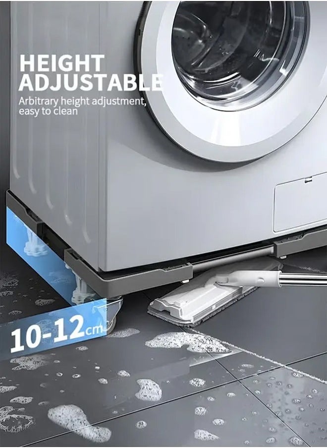 APEX - Washing Machine Fridge Stand Mobile Base With 4 Locking Refrigerator Wheels And 8 Strong Feet For Washing Machine Stand Pedestal, Fridge Base Stand, Adjustable Appliance Dolly Square, Moving Roller - Image 1