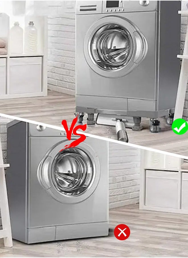 APEX - Washing Machine Fridge Stand Mobile Base With 4 Locking Refrigerator Wheels And 8 Strong Feet For Washing Machine Stand Pedestal, Fridge Base Stand, Adjustable Appliance Dolly Square, Moving Roller - Image 1