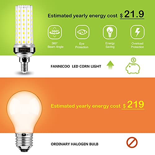 FanNicoo E12 LED Bulbs,20W LED Corn Light Bulb 150W Equivalent 2500 Lumen 6500K Cool Daylight White Non-dimmable LED Candelabra Bulbs Pack of 4 - Image 3
