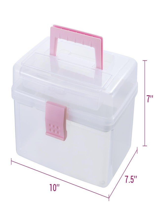 MyGift 10 Inch First Aid Clear & Pink Bin with Removable Tray, Quick Access Lid Flap and Top Carrying Handle, Portable Emergency Kit, Medical Supply Travel Tote, Medicine Storage Box Container - Image 5