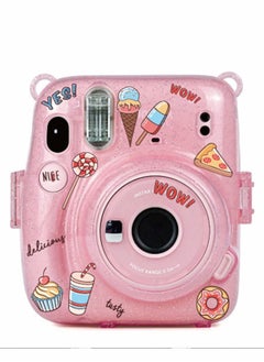 Y&D Instant Camera Case for Fujifilm Instax Mini 11 Clear Protective Anti-Scratch with Colored Shoulder Straps (Glitter Pink2)  - Image 4