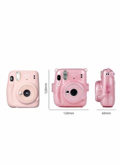 Y&D Instant Camera Case for Fujifilm Instax Mini 11 Clear Protective Anti-Scratch with Colored Shoulder Straps (Glitter Pink2)  - Image 5