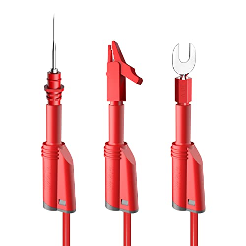 Goupchn 5PCS Banana Plug Silicone Test Leads Kit 4mm Fully Insulated Safety Shrouded Stackable Banana Plug with Alligator Crocodile Clips Test Fork Back Probe Pins for Multimeter - Image 5