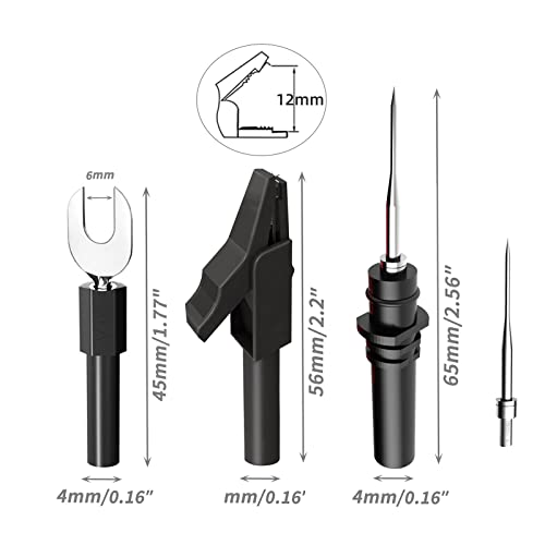 Goupchn 5PCS Banana Plug Silicone Test Leads Kit 4mm Fully Insulated Safety Shrouded Stackable Banana Plug with Alligator Crocodile Clips Test Fork Back Probe Pins for Multimeter - Image 4