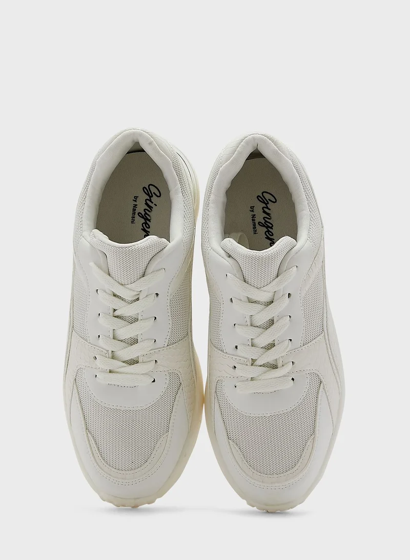Ginger Tonal Snake Effect Sneaker