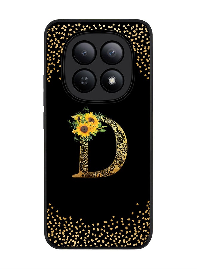 For Xiaomi Redmi Note 15 5G / Poco M8 Case,Slim fit Camera Protection, Shockproof Thin Phone cover  - Custom Floral Monogram - D ( Black )