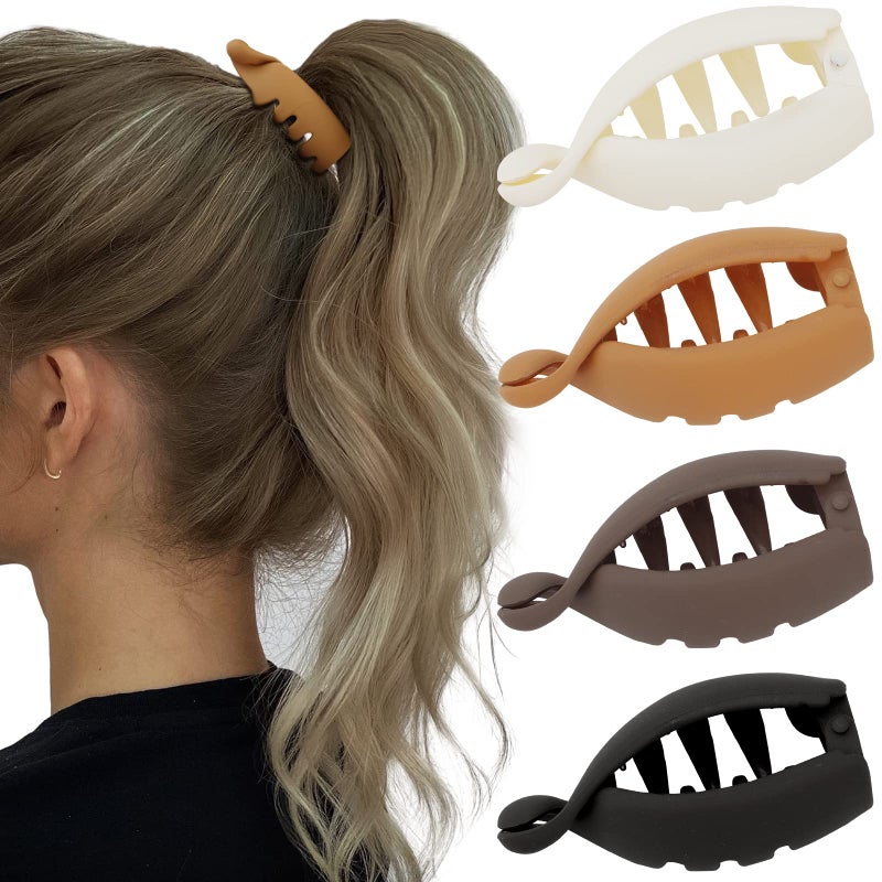 Hapdoo Hair Clips, 4Pcs Small Matte Banana Clips for High Ponytail, Mini Hair Jaw Clips Barrettes Styling Accessories for Thick Thin Hair Women Girls - Image 1