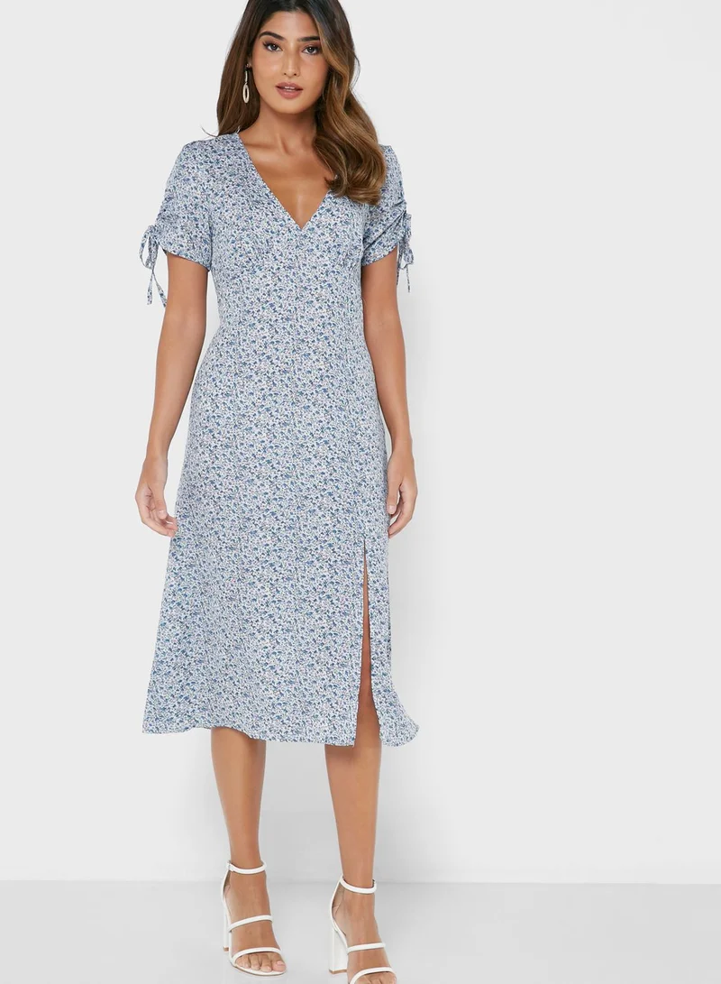BRAVE SOUL All Over Print Dress With Side Split