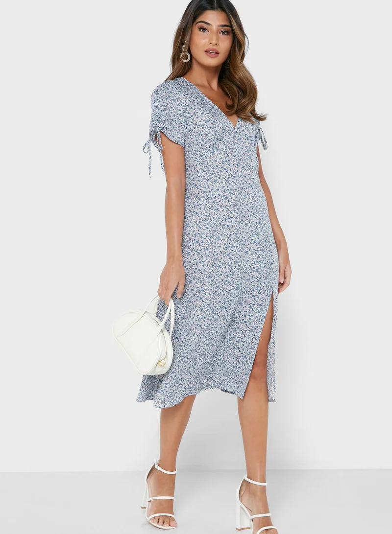 BRAVE SOUL All Over Print Dress With Side Split
