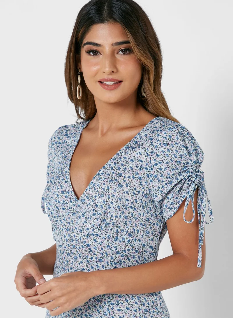 BRAVE SOUL All Over Print Dress With Side Split