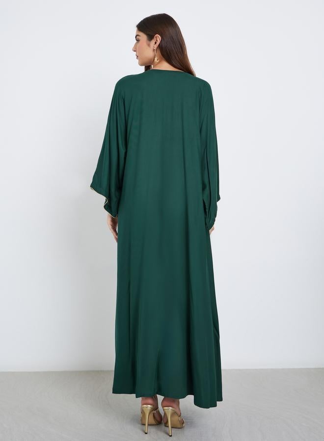 ستايلي أميرة جلابية ماكسي مطرزة باللون الأخضر - Image 4