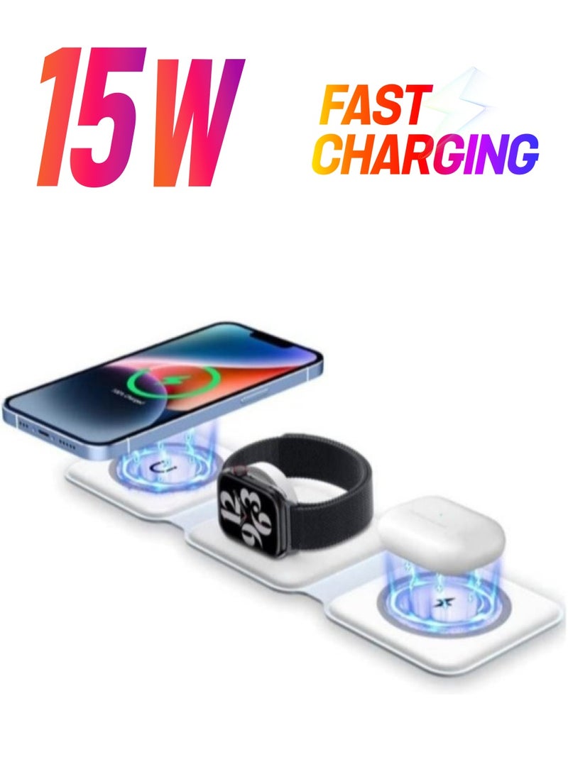 Magnetic Foldable Ultra-Thin Mobile Phone Watch Stand Charger 15W  - Image 1
