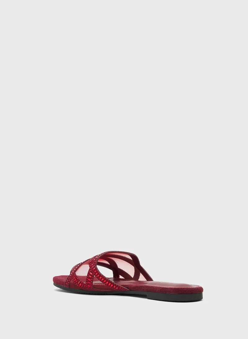 خزانة Sparkly Flat Sandal