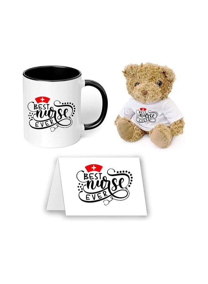 PRINTSHOP4ME - Nurses Day Teddy Bear Pack With Printed Ceramic Mug&Nurses Day Wishes Card Designs-Nursing Student Graduation Gift&Appreciation Gifts-Nurse Gift Idea Designs Printed - Image 1