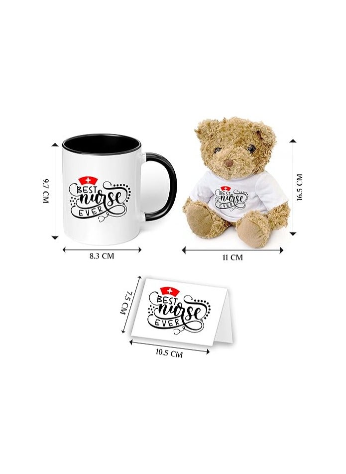 PRINTSHOP4ME - Nurses Day Teddy Bear Pack With Printed Ceramic Mug&Nurses Day Wishes Card Designs-Nursing Student Graduation Gift&Appreciation Gifts-Nurse Gift Idea Designs Printed - Image 1