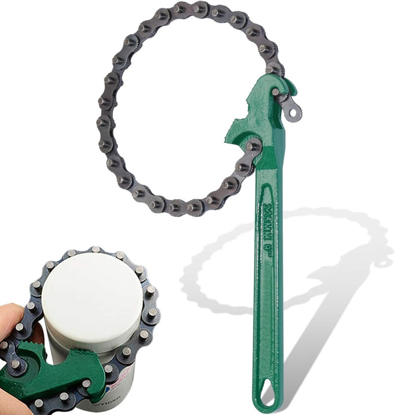 NIKTION Round 9 inch Multi-Purpose Motorcycle Car Engine Oil Filter Wrench Chain Single Sided Adjustable Wrench - Image 1