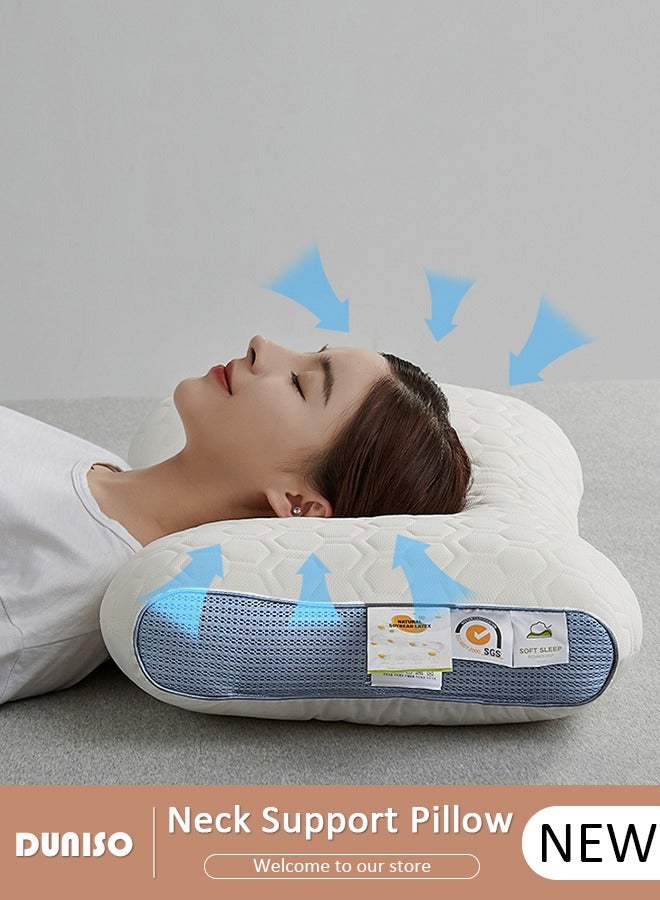 DUNISO Super Comfort Ergonomic Pillow for Neck Head and Shoulder Pain Relief Contour Support Pillows for Bed Sleeping Orthopedic Cervical Spine Stretch Pillow for Side Back Stomach Sleeper  - Image 1