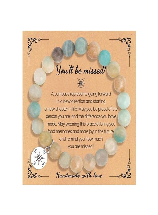 SCRDPRAD Handmade Healing Natural Stone Beads Compass Adjustable Bracelet You Will Be Missed Retirement Going Away Graduation Goodbye Farewell Jewelry for Coworker Teacher Friend-4