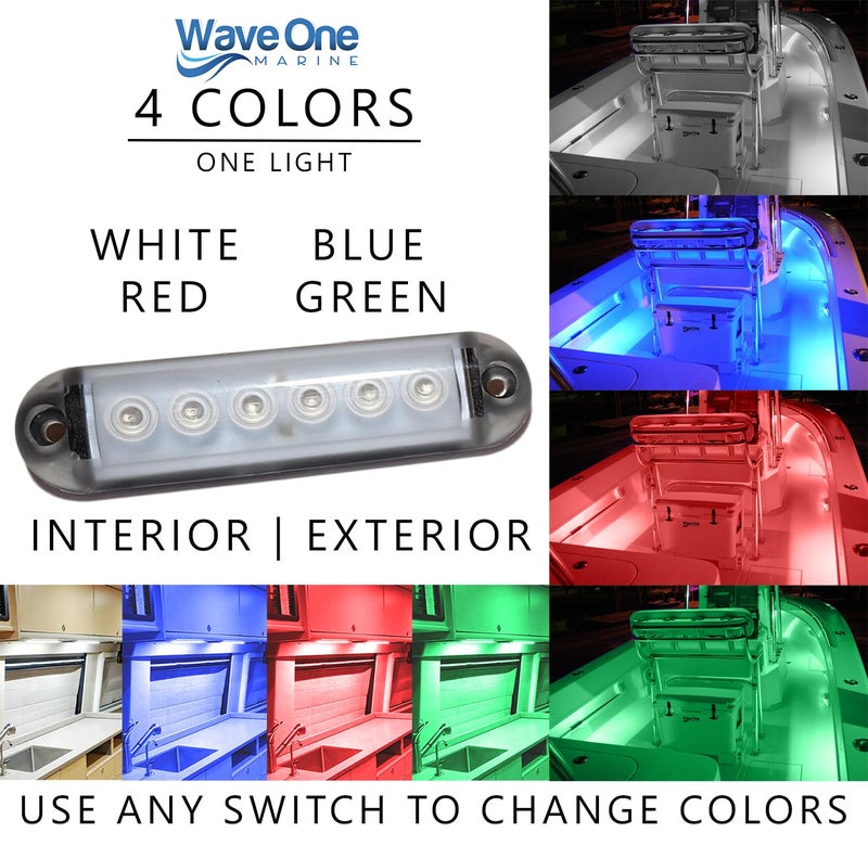 Wave One Marine 4" LED RGBW Surface Mount Courtesy Internal Driver Mount Boat Light | RV Accent | Interior Exterior Deck Transom Cockpit T Top | Waterproof IP67 (4" Round Edge) - Image 2
